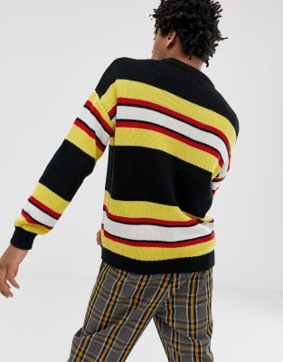 collusion crew neck jumper in stripe