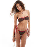 [Collusion] COLLUSION crochet bikini bottoms with red binding in brown (part of a set) 16 brown