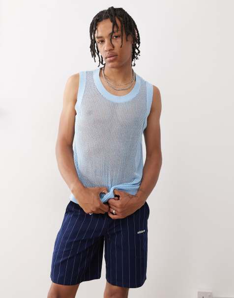 COLLUSION Crochet knitted vest in blue - view 1