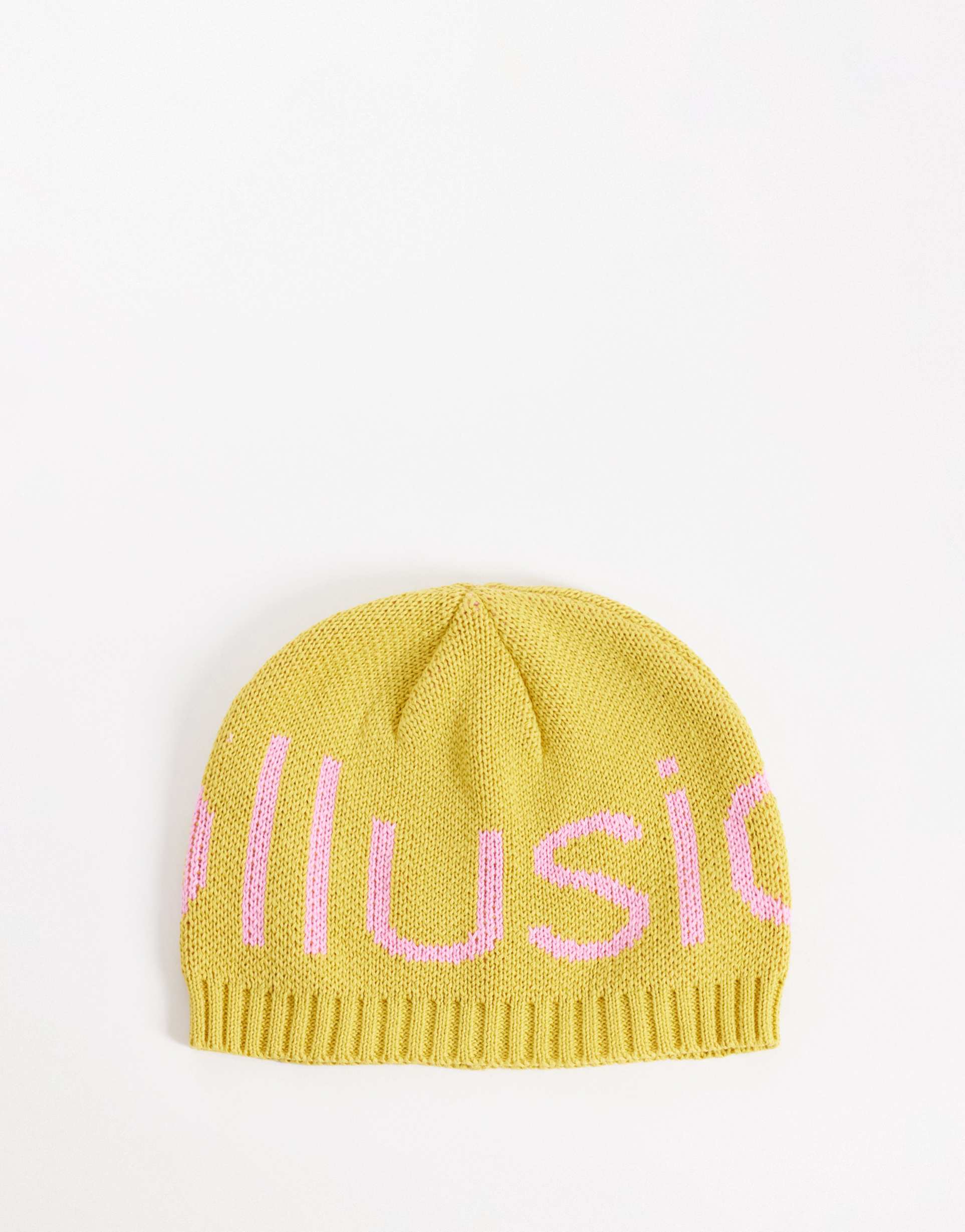 collusion crochet logo beanie in yellow