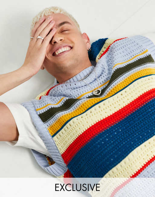 COLLUSION crochet striped tank
