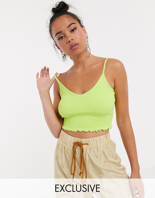 COLLUSION crop bralet with lettuce edge in lime green