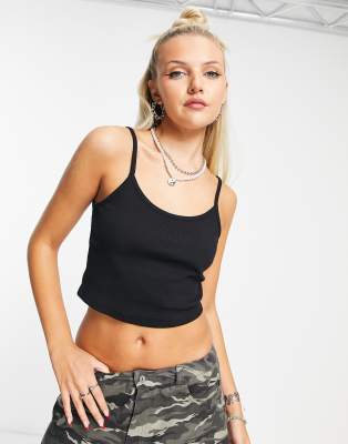 COLLUSION crop cami top in black