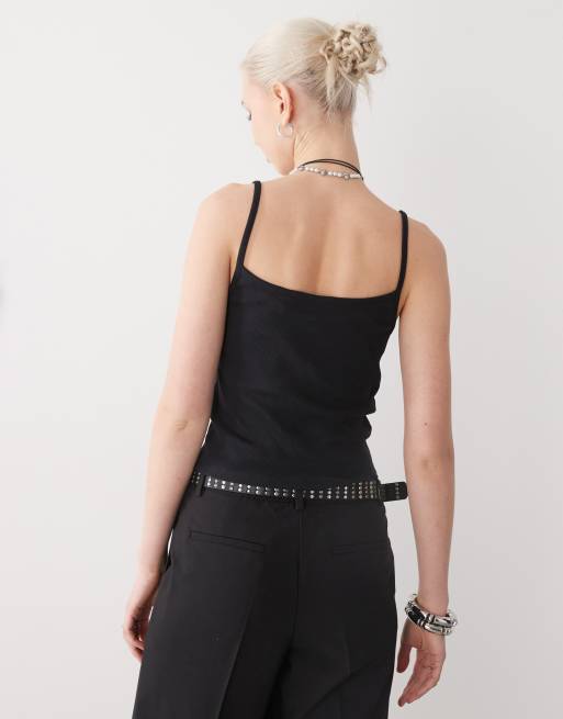 COLLUSION crop cami top in black
