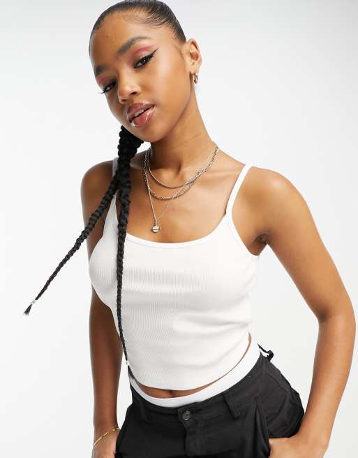 COLLUSION crop cami top in white