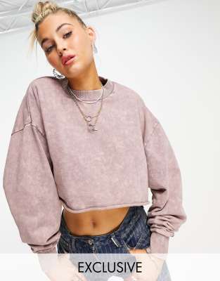 COLLUSION - Crop sweater met onafgewerkte zoom in oudroze