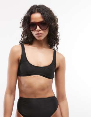 COLLUSION - Crop top de bikini - Noir