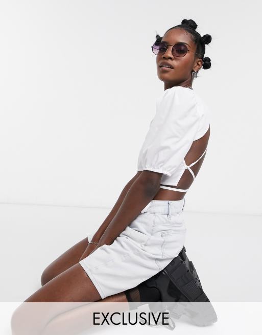 COLLUSION - Crop top dos ouvert - Blanc
