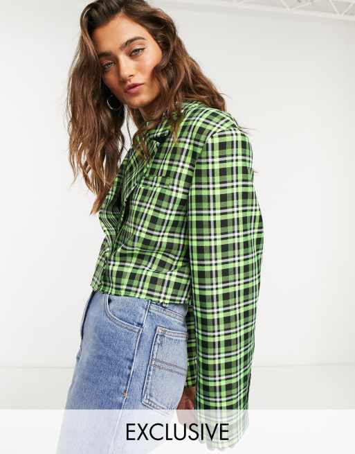 COLLUSION cropped blazer in check