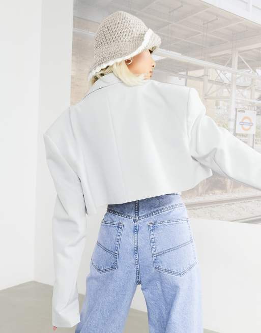 COLLUSION cropped blazer in ice blue co-ord, 2 of 4