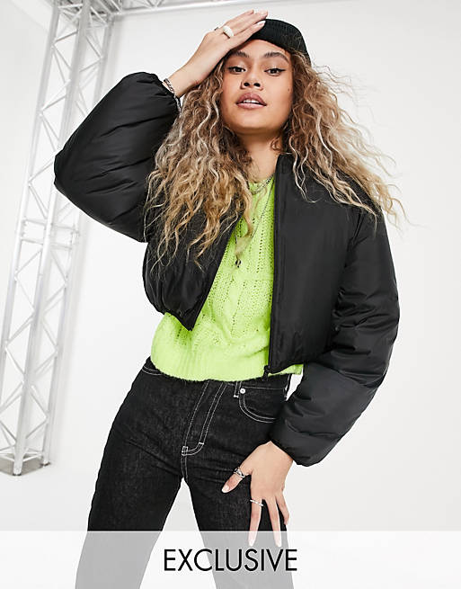 Coats & Jackets COLLUSION cropped bomber jacket in black 