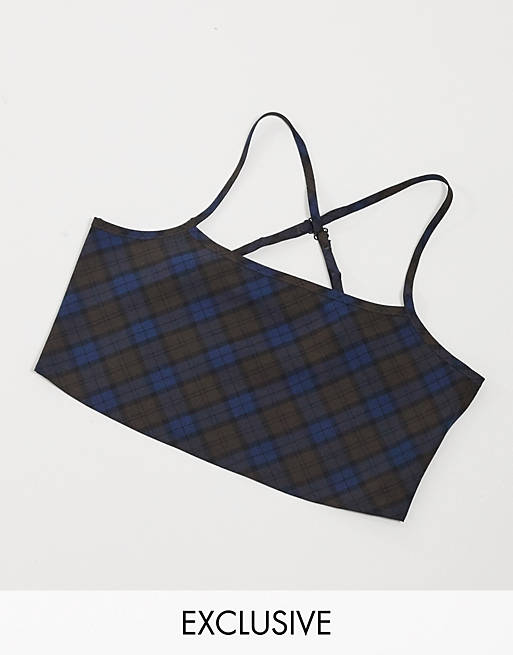 COLLUSION cropped bralet in check co-ord