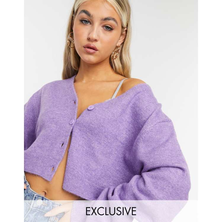 Lilac crop clearance cardigan