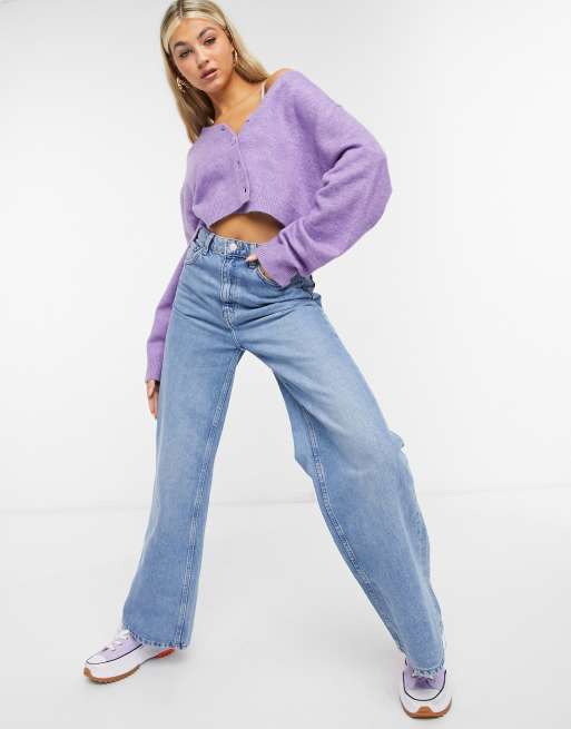 Cropped store purple sweater