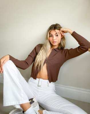 double zipper cropped sweater