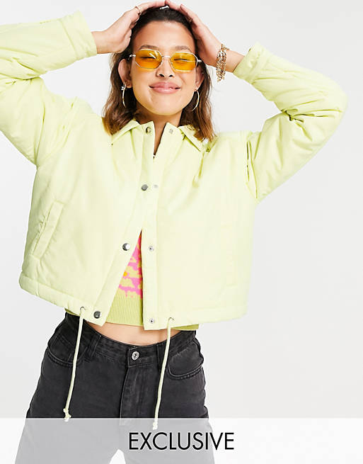 COLLUSION cropped coach jacket in yellow
