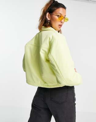 Neon yellow best sale cropped denim jacket