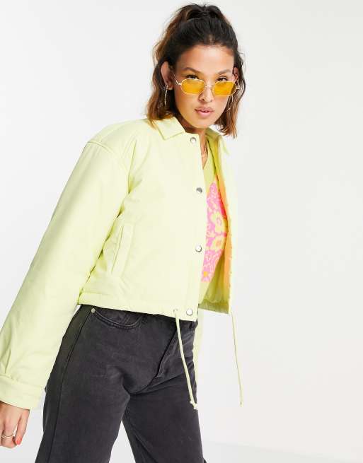COLLUSION cropped coach jacket in yellow, 3 of 4