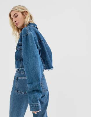 Collusion cropped denim outlet jacket