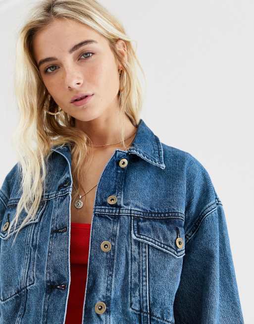 Crop Raw Hem Denim Jacket