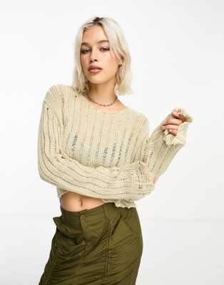 Distressed discount hem sweater