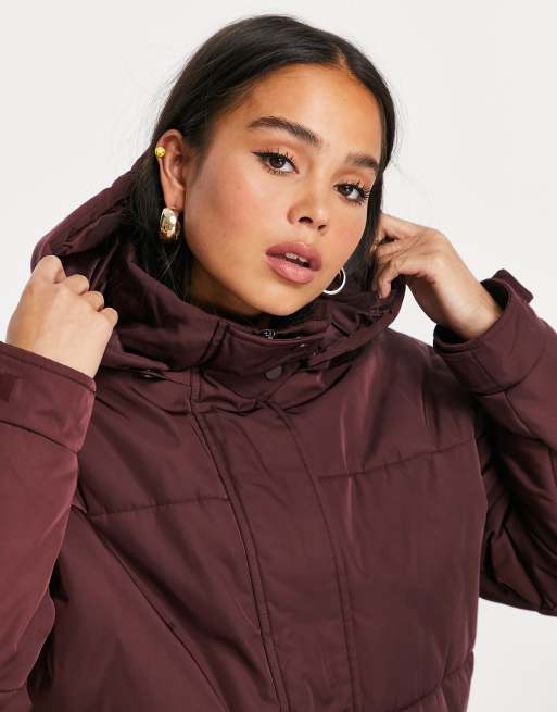 Burgundy bubble clearance coat