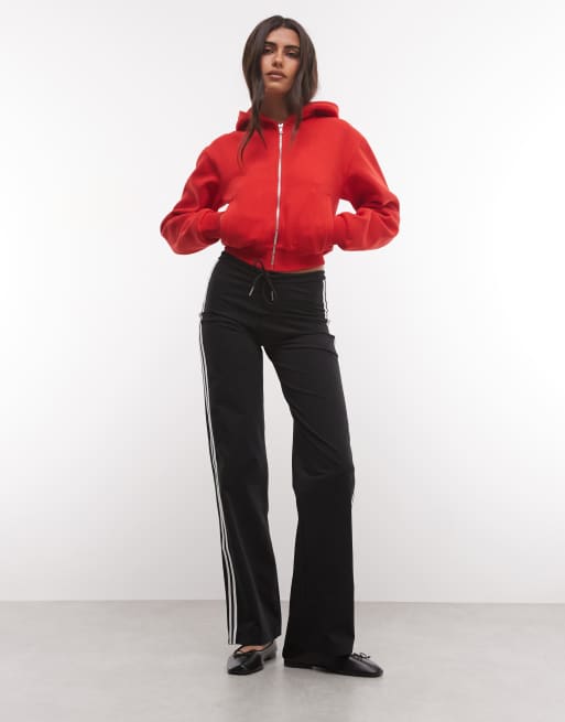 COLLUSION cropped Kapuzenpullover mit Reißverschluss in Rot, 2 von 4