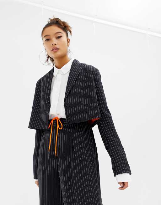 Cropped 2025 pinstripe blazer