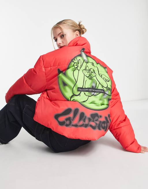 Graphic cheap puffer coat