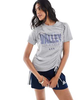 COLLUSION cropped ruched tshirt with valley graphic-Grey