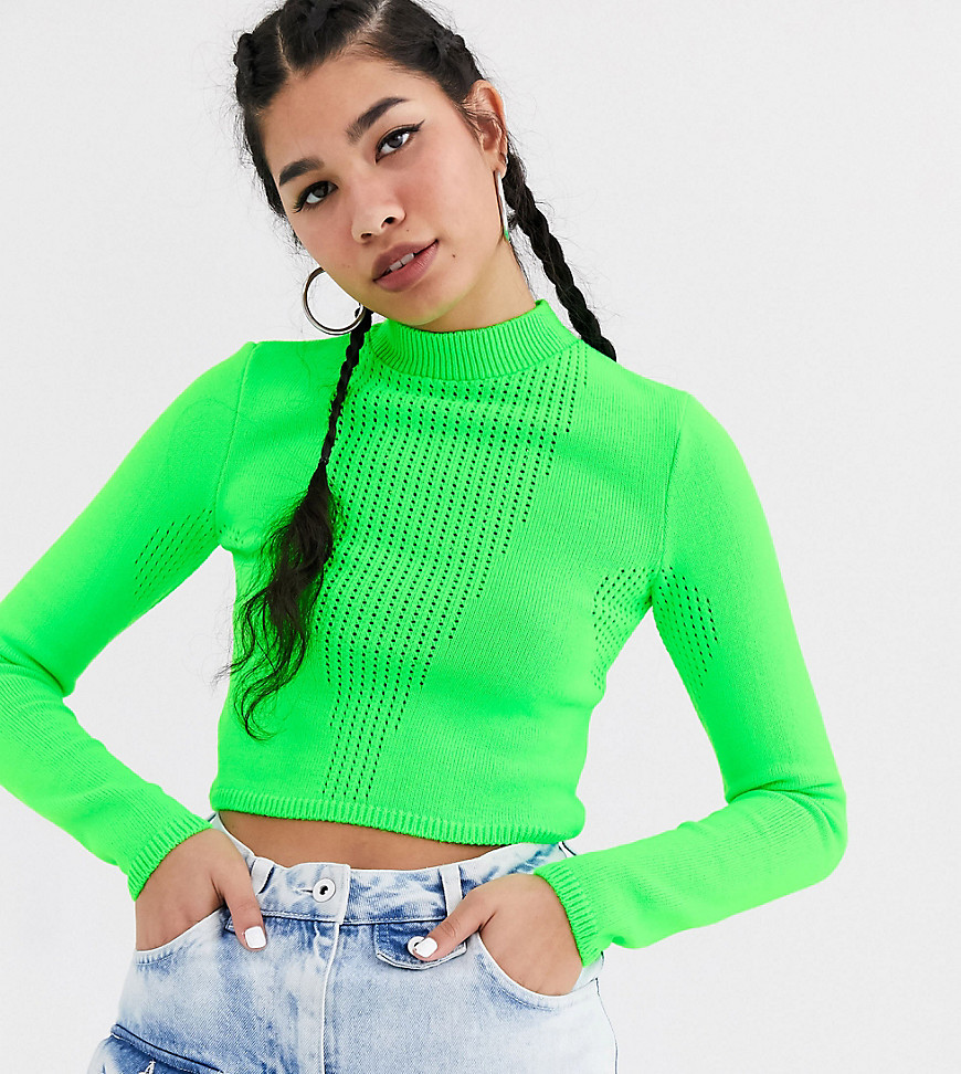 COLLUSION cropped sweater in sporty yarn in green