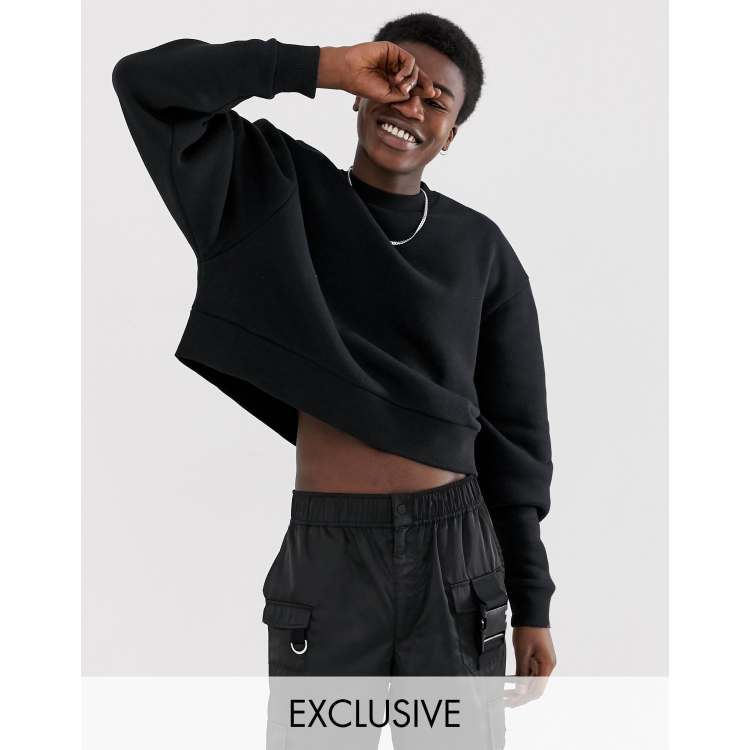 COLLUSION cropped sweatshirt in black