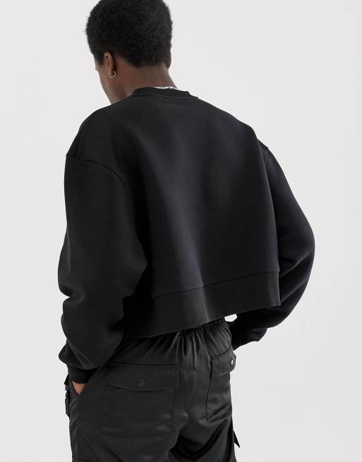 COLLUSION cropped sweatshirt in black