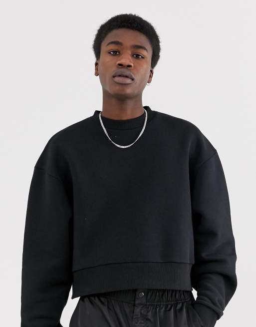 COLLUSION cropped sweatshirt in black