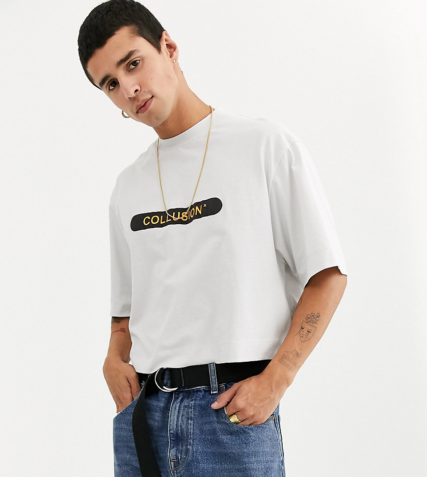 COLLUSION cropped t-shirt in grey-Black