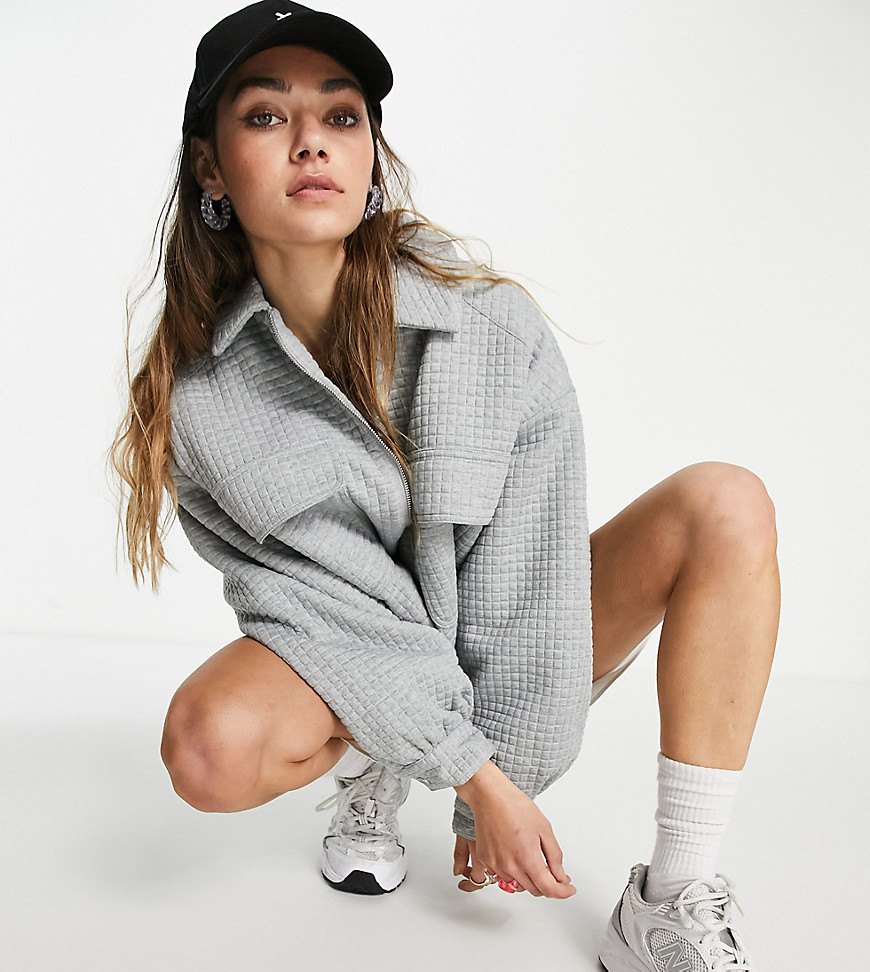 COLLUSION cropped waffle jacket in gray-Grey