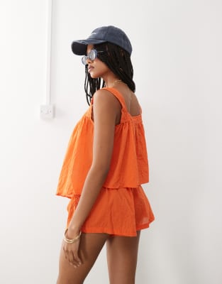 Collusion Crotchet Button Up Woven Beach Top