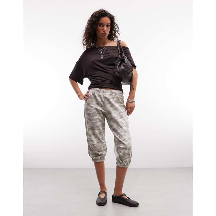 COLLUSION cuffed capri sweatpants in camo | ASOS