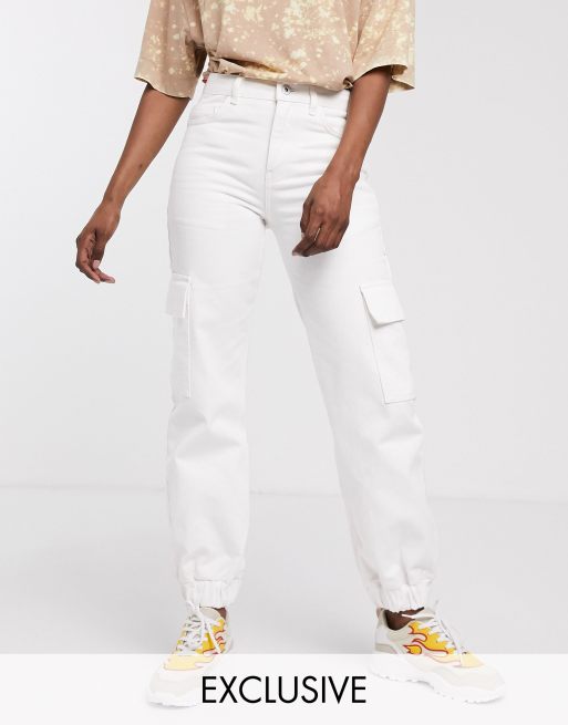 White cheap cuffed jeans