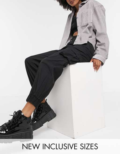 Black Cuffed Cargo Trousers