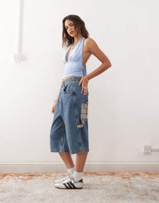 Collusion Cupro Longline Halter Top In Blue