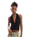 [Collusion] COLLUSION cupro longline slinky halter top in black M BLACK