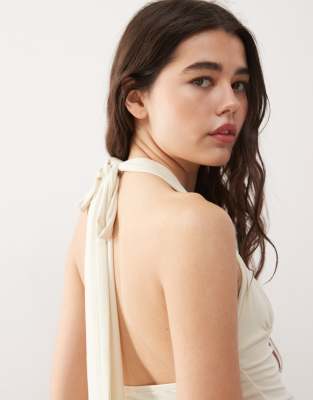 Collusion Cupro Longline Slinky Halter Top In White