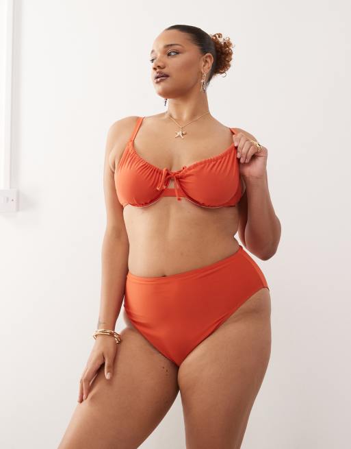 COLLUSION Curve - Bas de bikini taille haute à assortir - Orange