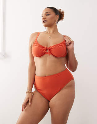 COLLUSION Curve - Mix and Match - Bikinihose in Orange mit hohem Bund