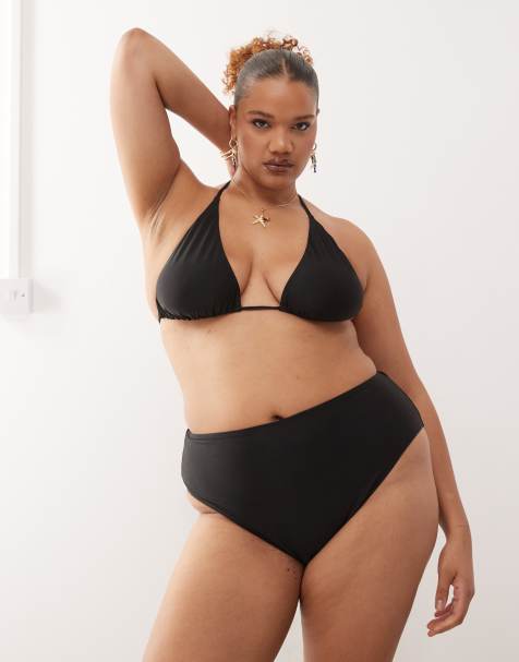 COLLUSION Curve mix and match high waisted bikini bottoms in black - view 1