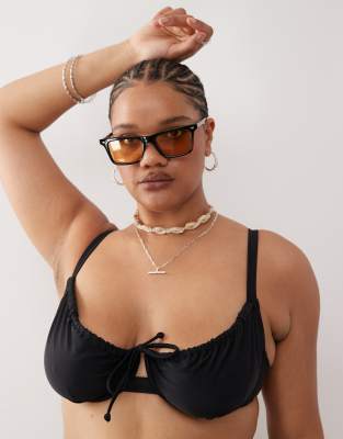 Collusion Curve Mix And Match Underwire Bikini Top In Black