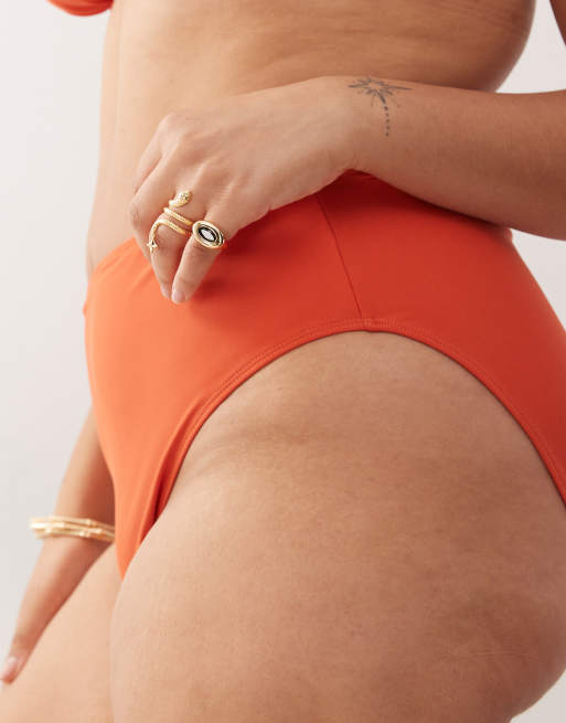 COLLUSION Curve - Mix en match - Bikinibroekje met hoge taille in oranje, 4 van 4