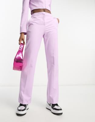 COLLUSION cut out straight trouser in lilac co-ord-Purple