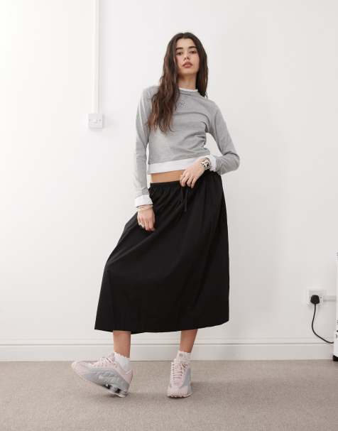 COLLUSION tie low rise maxi skirt in black